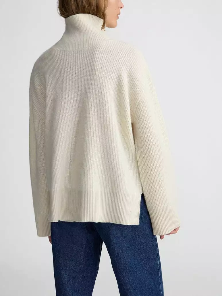 Oversized Turtleneck Sweater in Eco White.