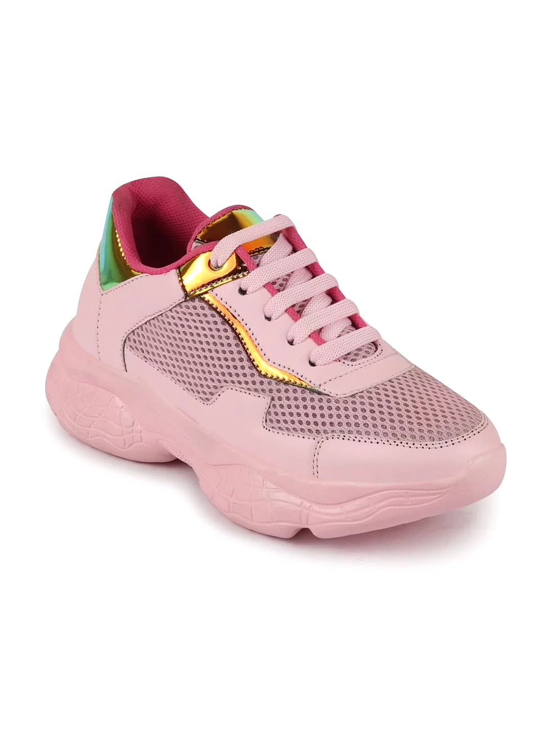 Pink Women's Lace Up Running Shoes - Sports & Outdoor