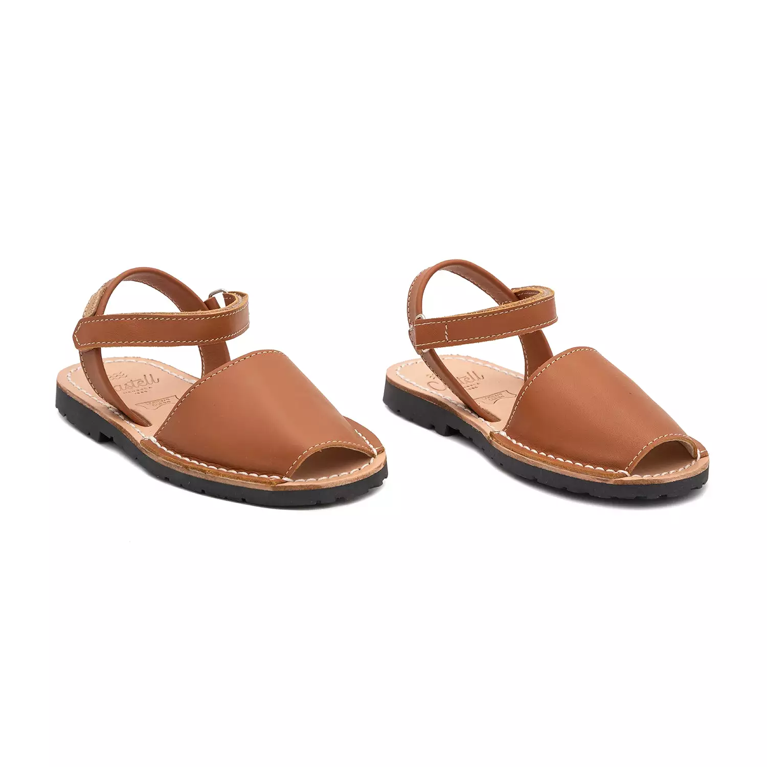 Plain Leather Kids Menorcan Sandal - Iker 1002 Ciervo Piso