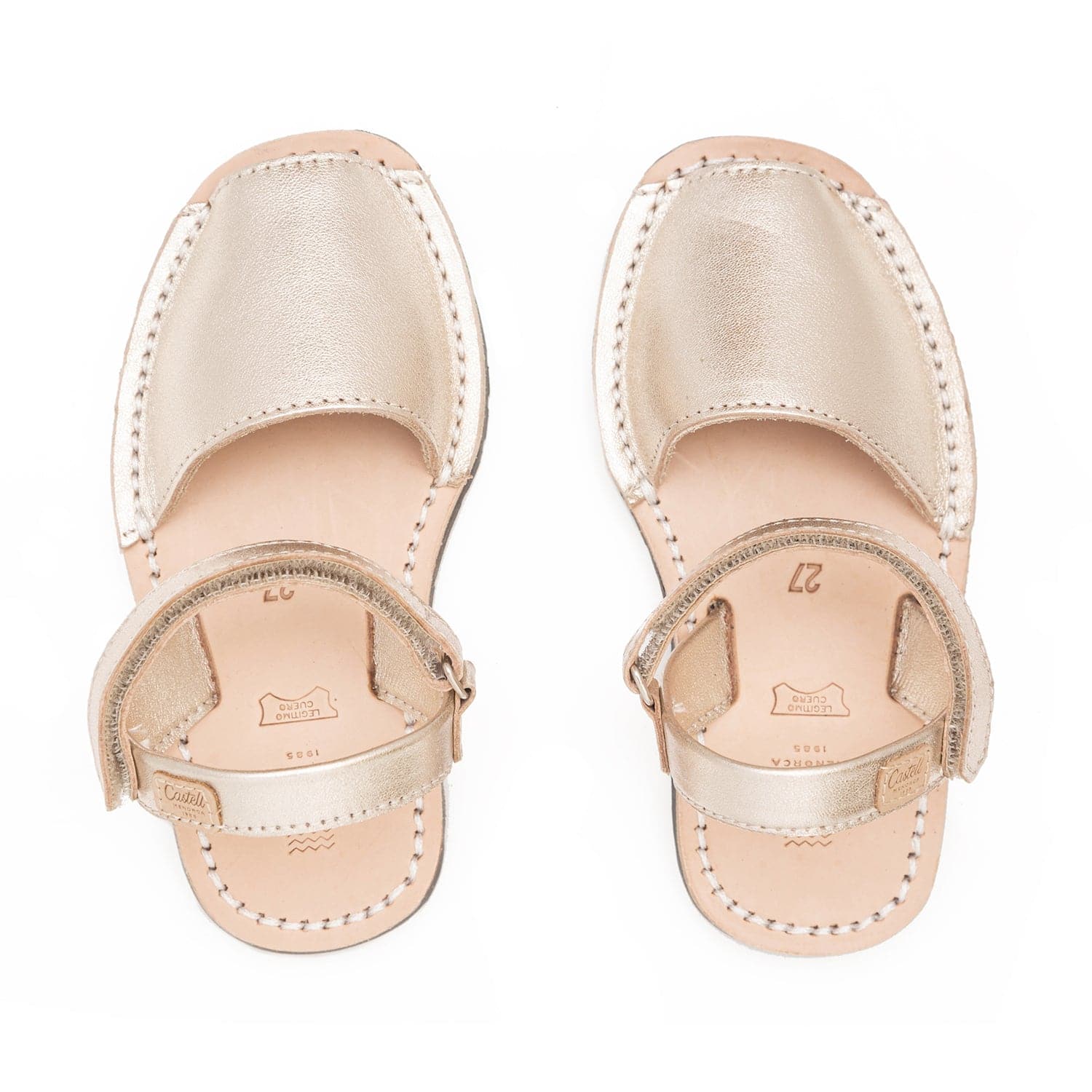 Plain Leather Kids Menorcan Sandal - Iker 1002 Metallic