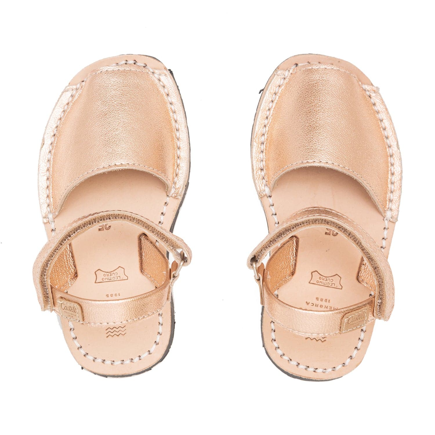 Plain Leather Kids Menorcan Sandal - Iker 1002 Metallic