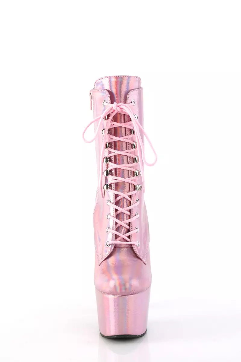 Pleaser USA Adore-1020HG Holographic Baby Pink Boots - 7 inch