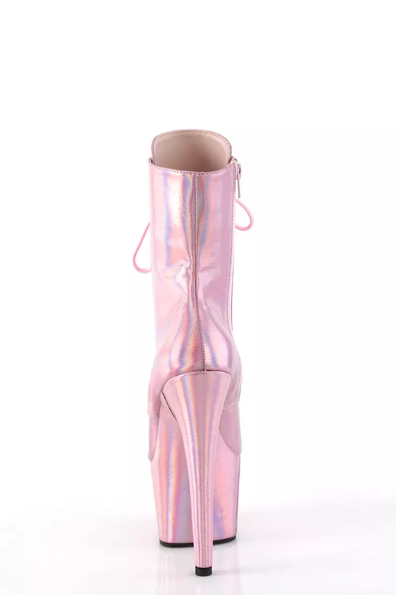 Pleaser USA Adore-1020HG Holographic Baby Pink Boots - 7 inch