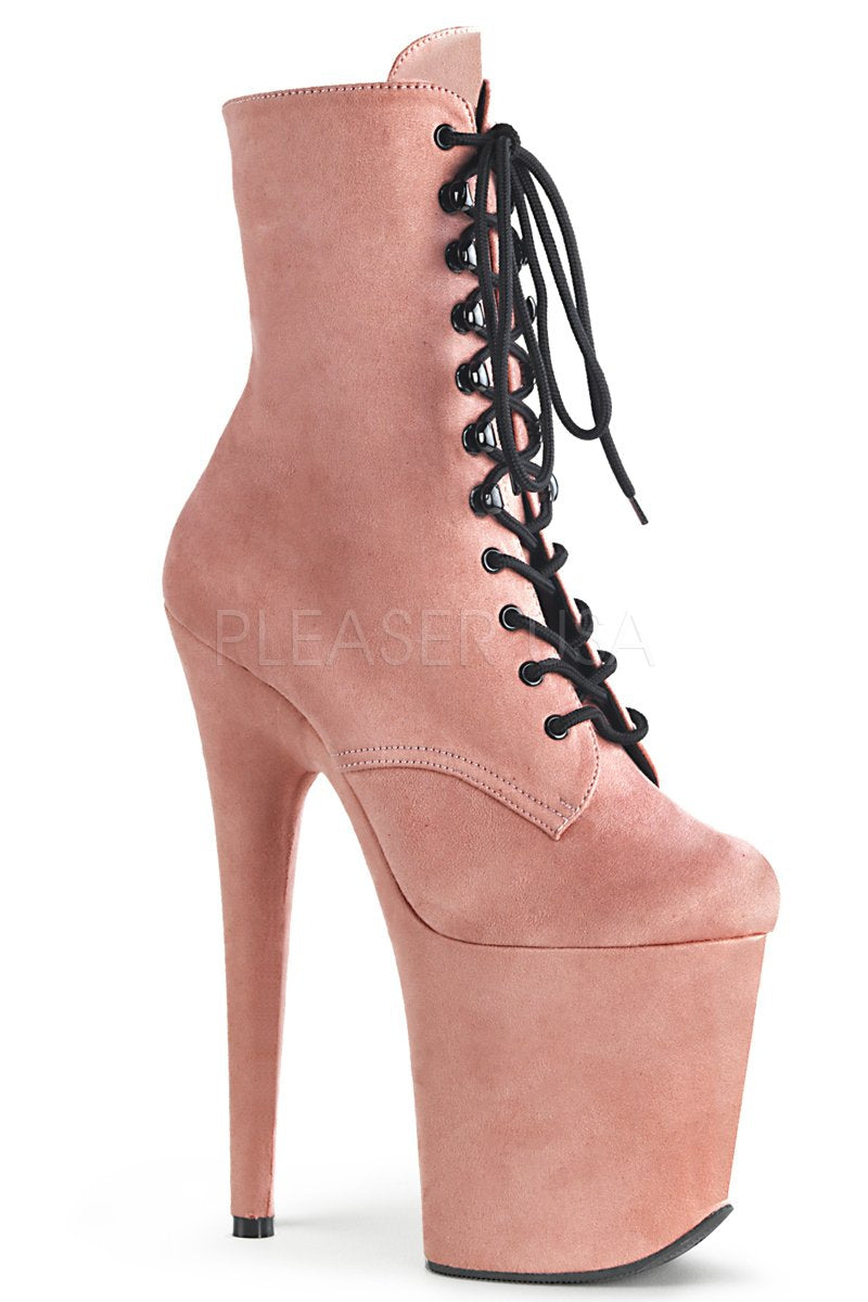 Pleaser USA Baby Pink Faux Suede 8 Inch Boots Flamingo-1020FS