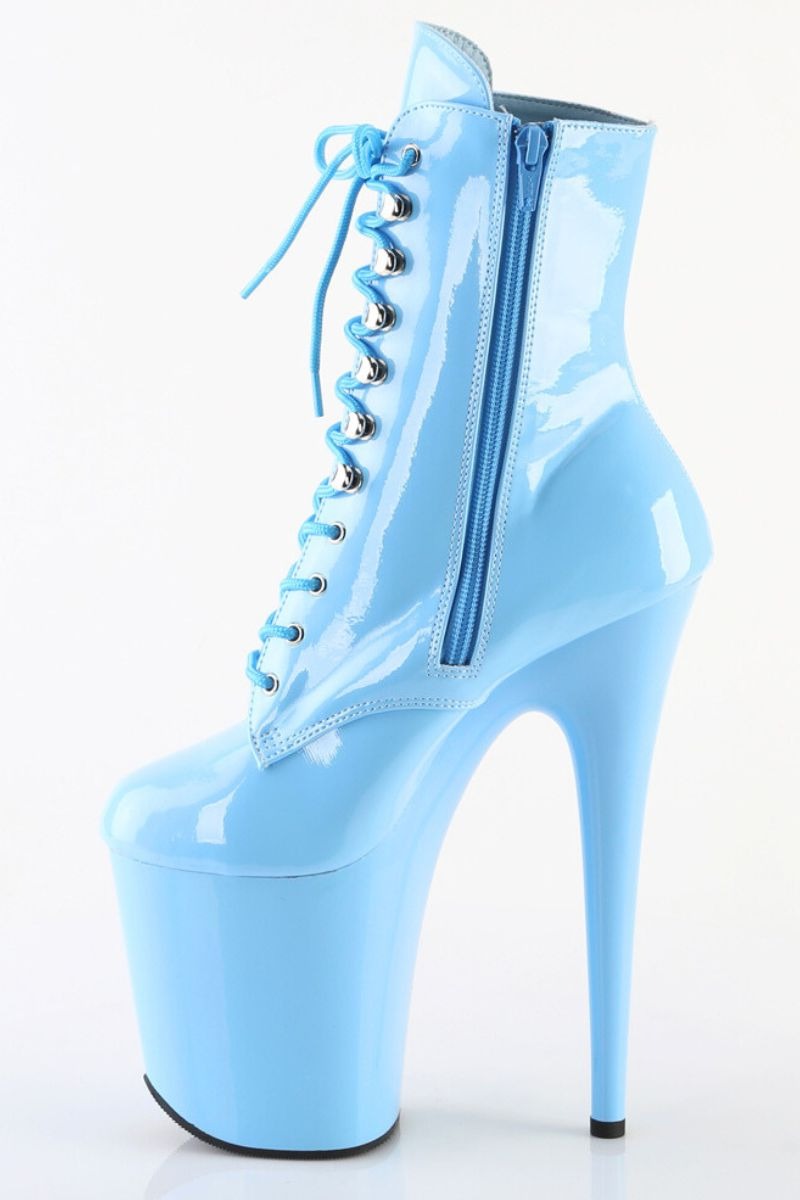 Pleaser USA Flamingo-1020 8 Boots - Patent Baby Blue