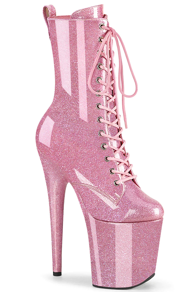 Pleaser USA Flamingo-1040GP 8 Boots - Baby Pink Glitter