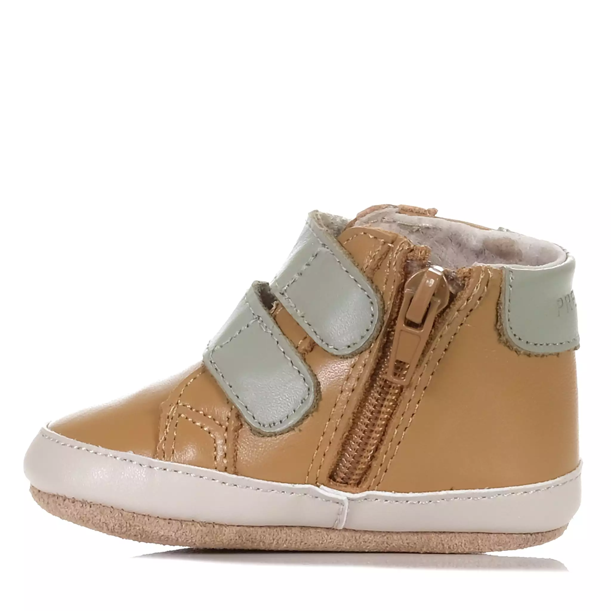 Pretty Brave Baby Hi-Top Shoes in Tan/Sage