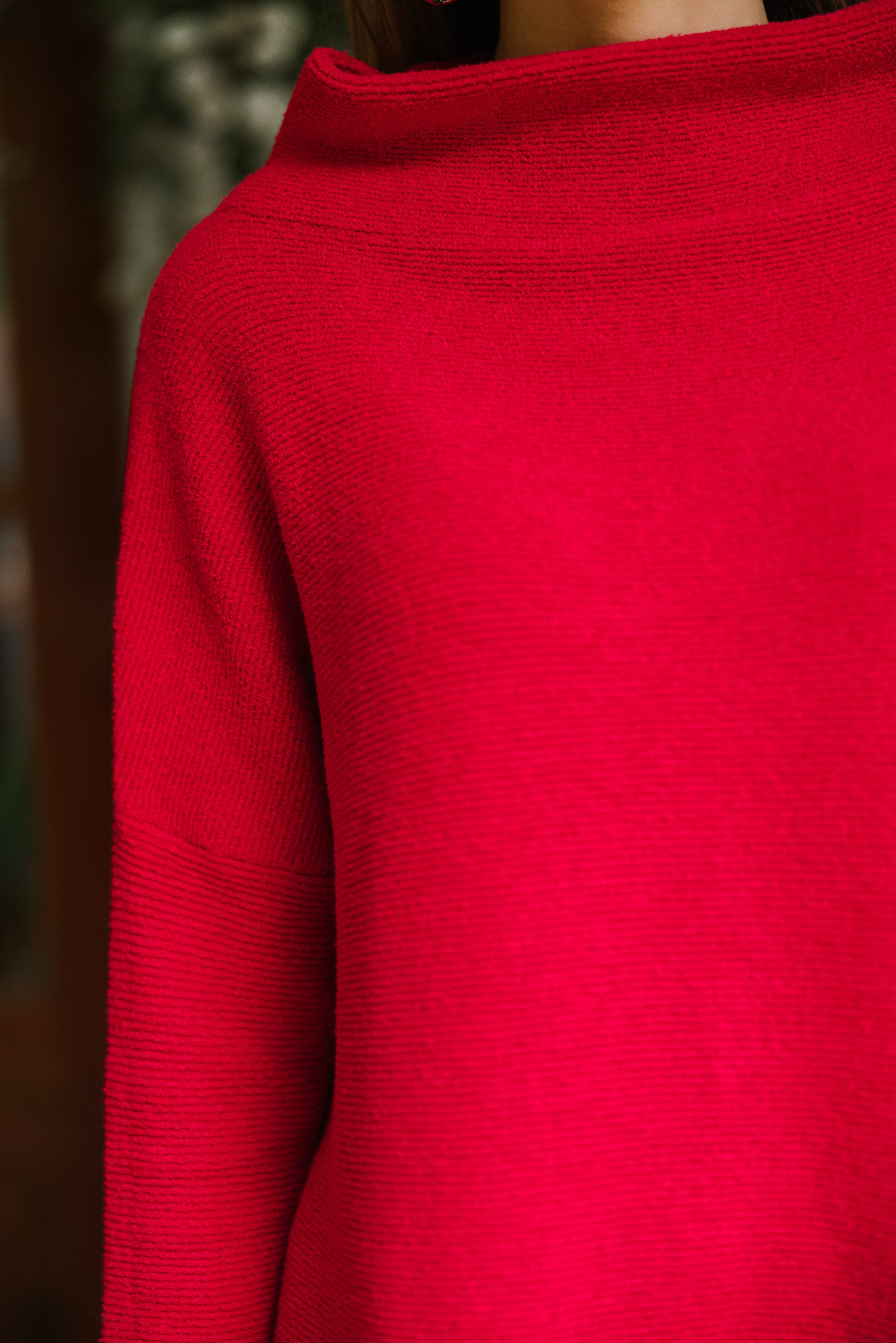 Red Knit Mock Neck Tunic - Comfortable and Stylish