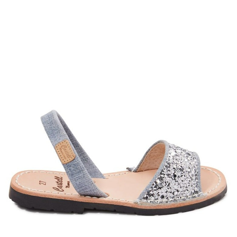 Renewed Glitter Leather Kids Menorcan Sandal - Iker 1760R