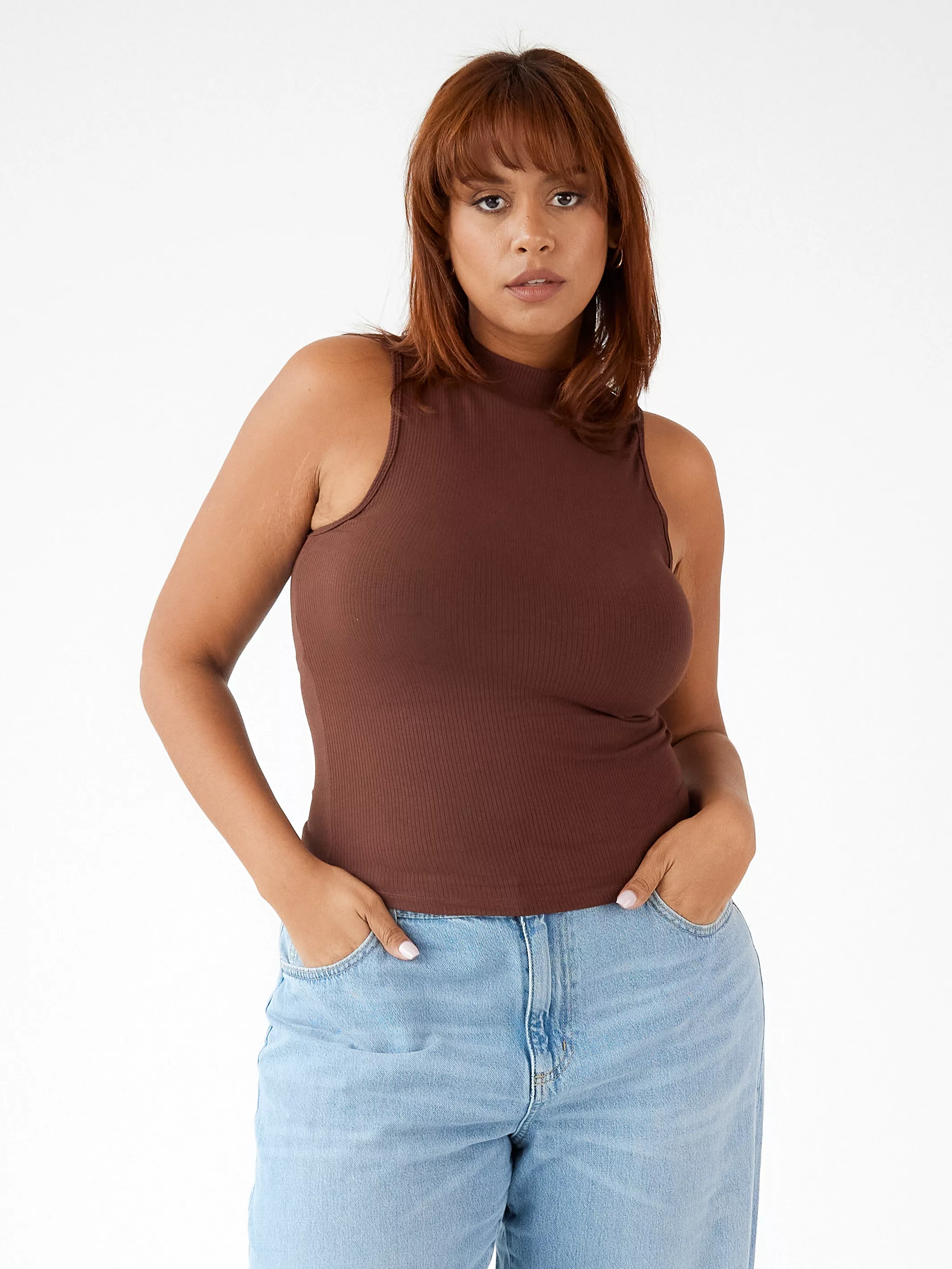 Ribbed Mock Neck Bralette Top