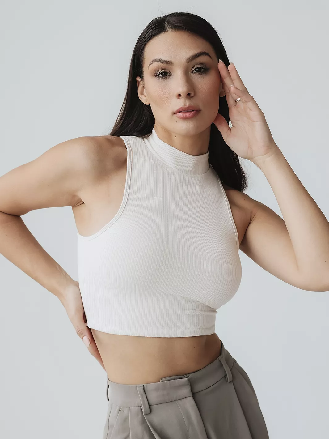 Ribbed Mock Neck Crop Top