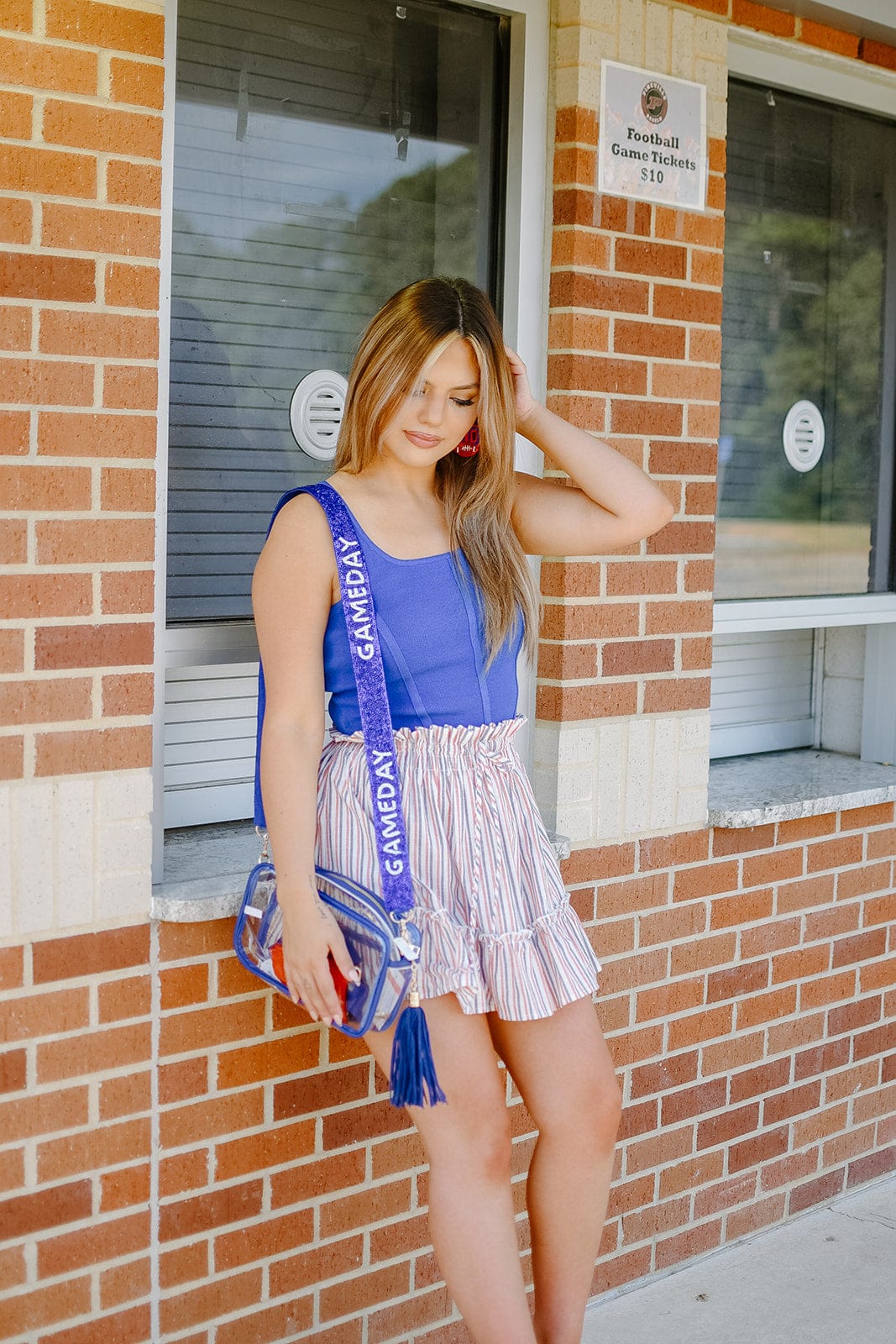 Royal Blue Cable Knit Corset Top