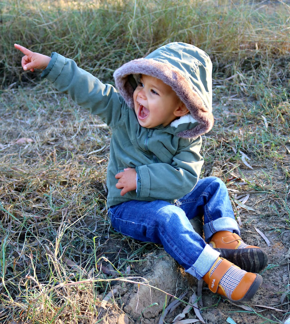 SANDY tan plaid baby toddler boots