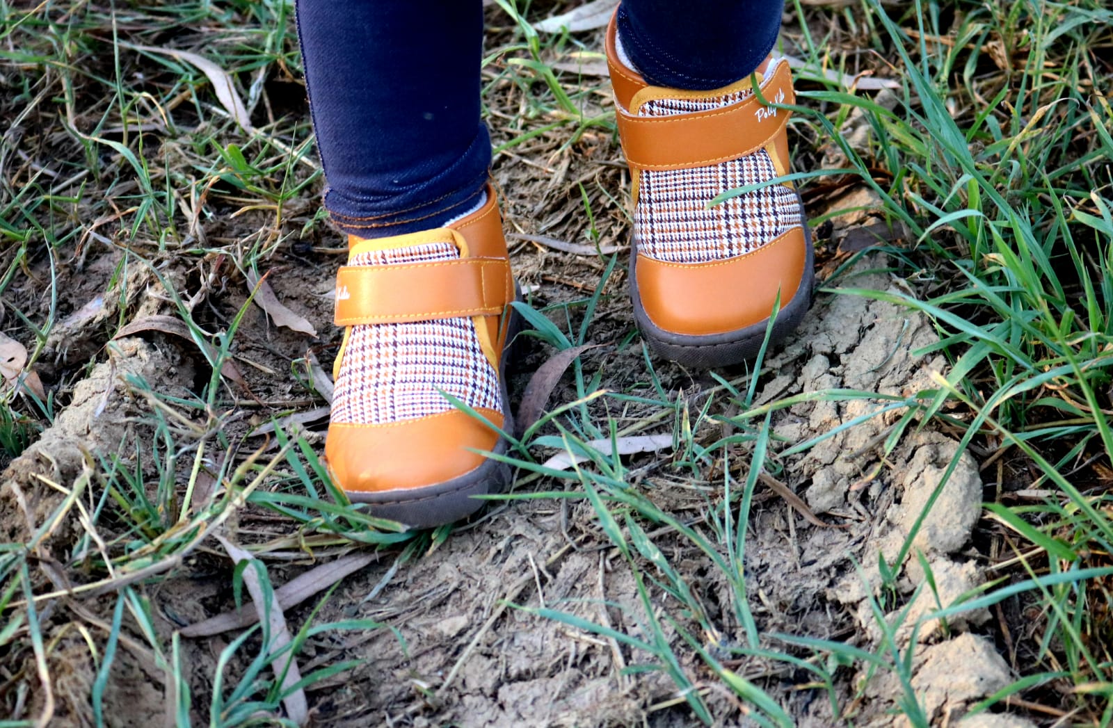 SANDY tan plaid baby toddler boots