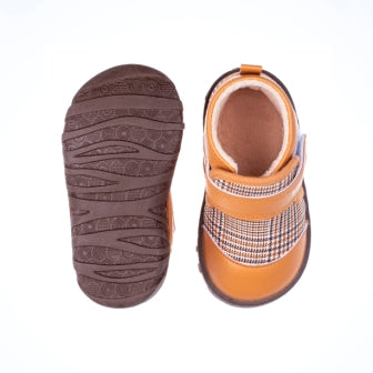 SANDY tan plaid baby toddler boots