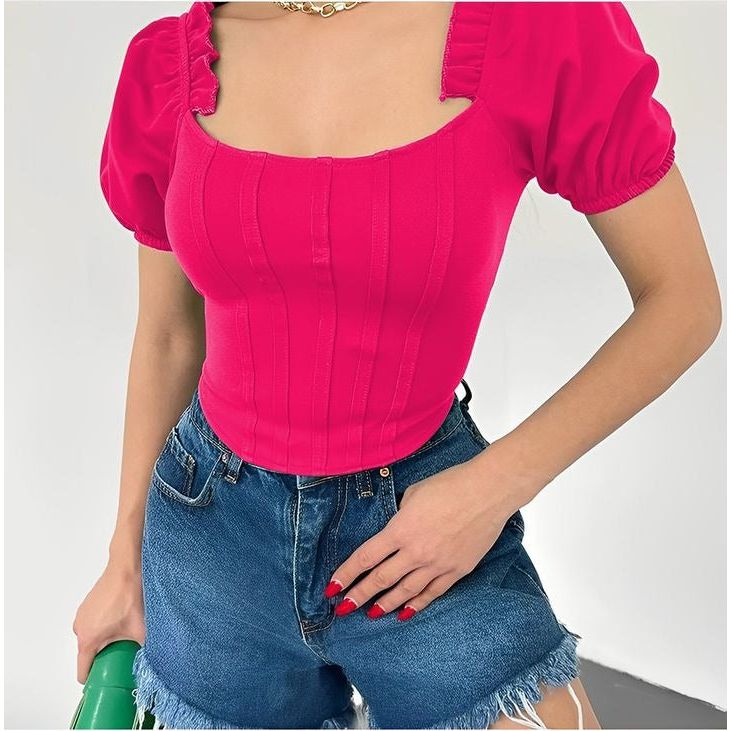 Short Sleeve Corset Blouse