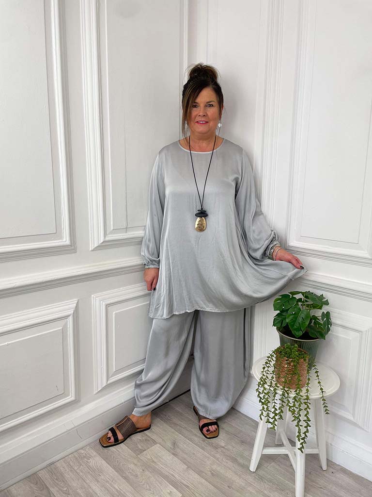 Silver Swing Tunic with Silk-like Texture