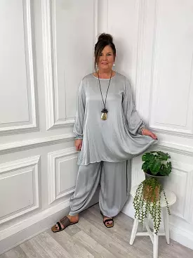 Silver Swing Tunic with Silk-like Texture