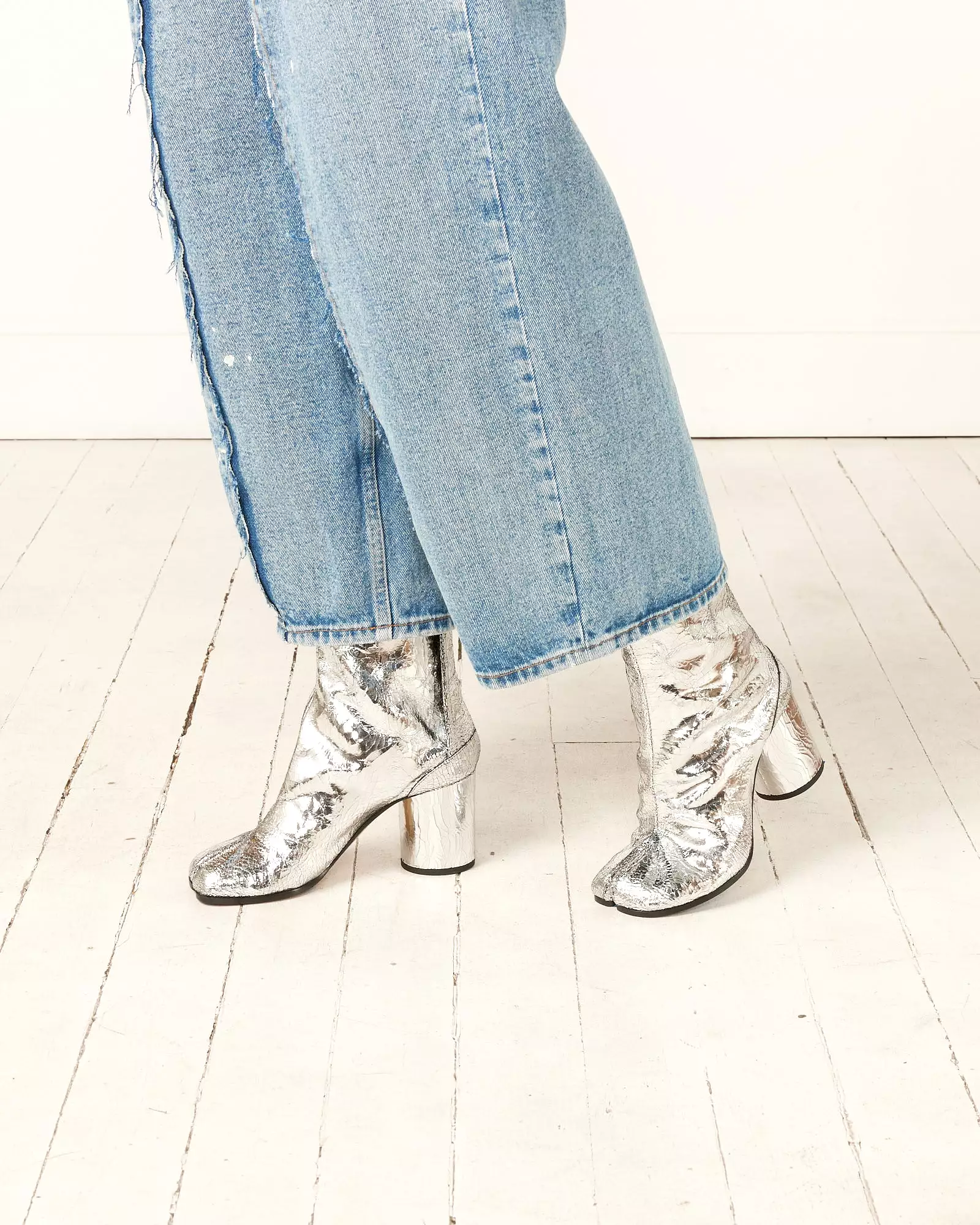 Silver Tabi Ankle Boots