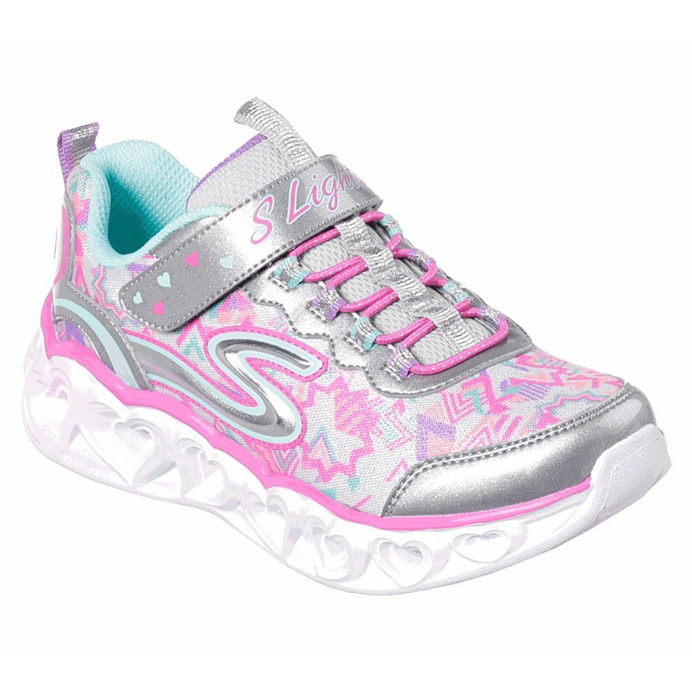 Skechers Girls S Lights Heart Lights Silver - Buy Now