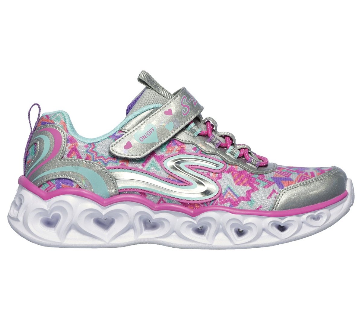 Skechers Girls S Lights Heart Lights Silver - Buy Now