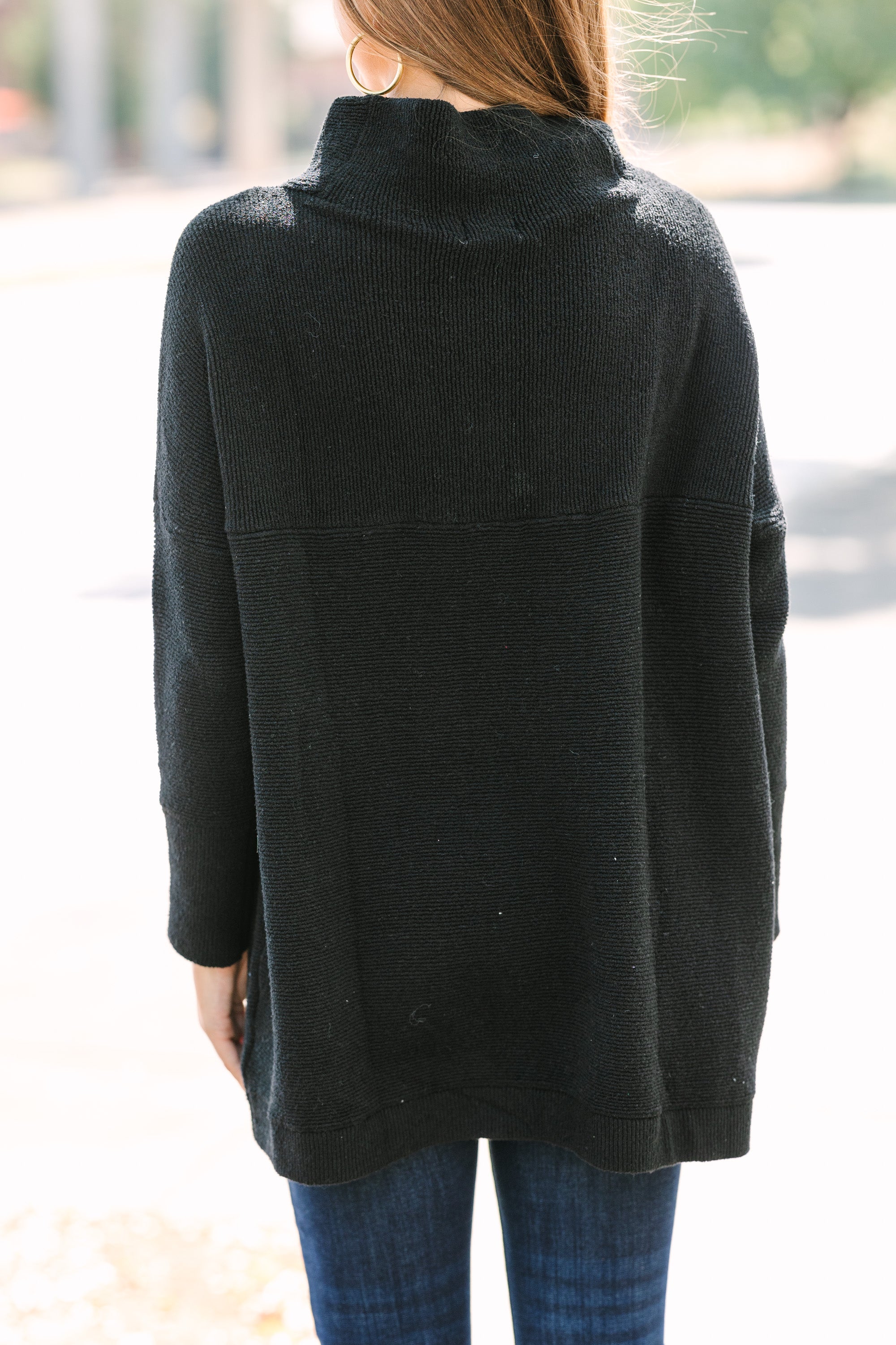 Slouchy Black Mock Neck Tunic - Shop now