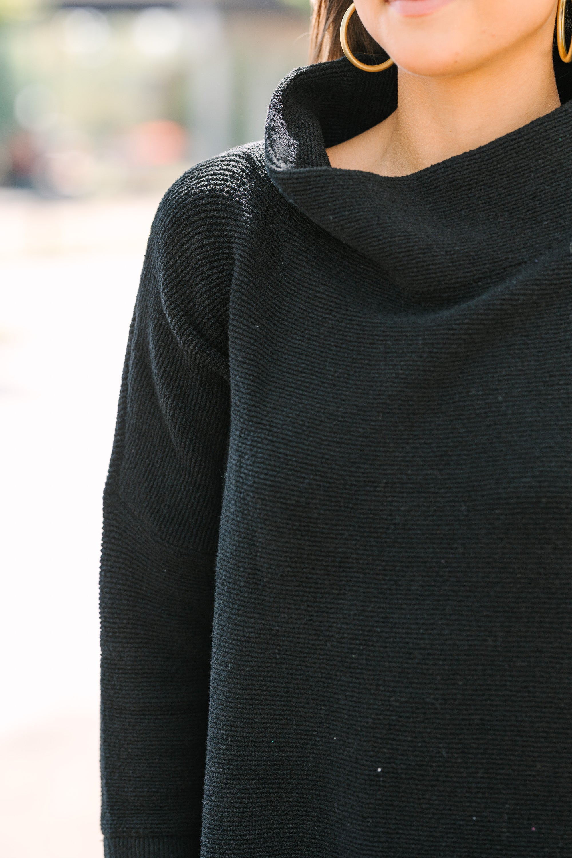 Slouchy Black Mock Neck Tunic - Shop now