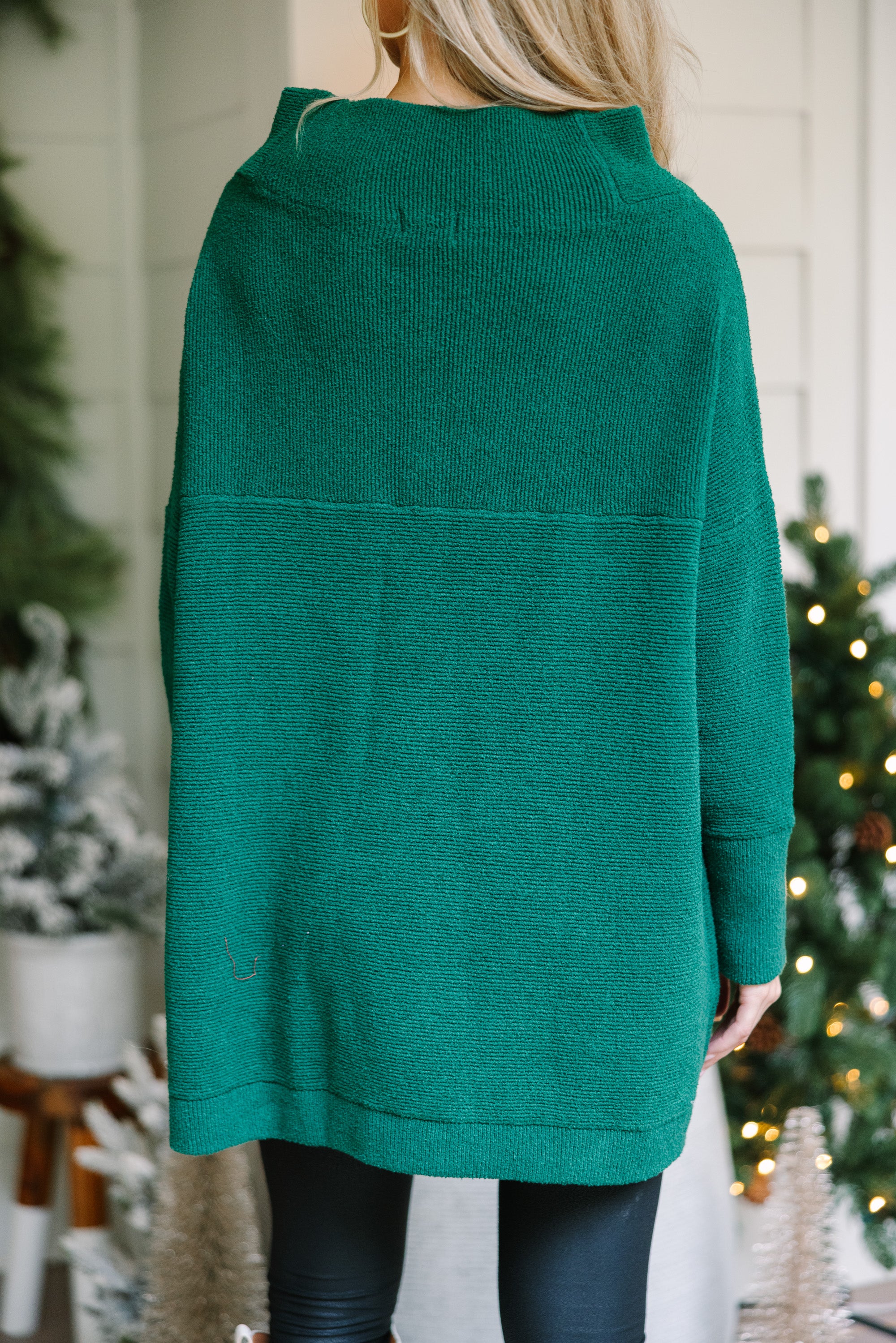 Slouchy Green Mock Neck Tunic