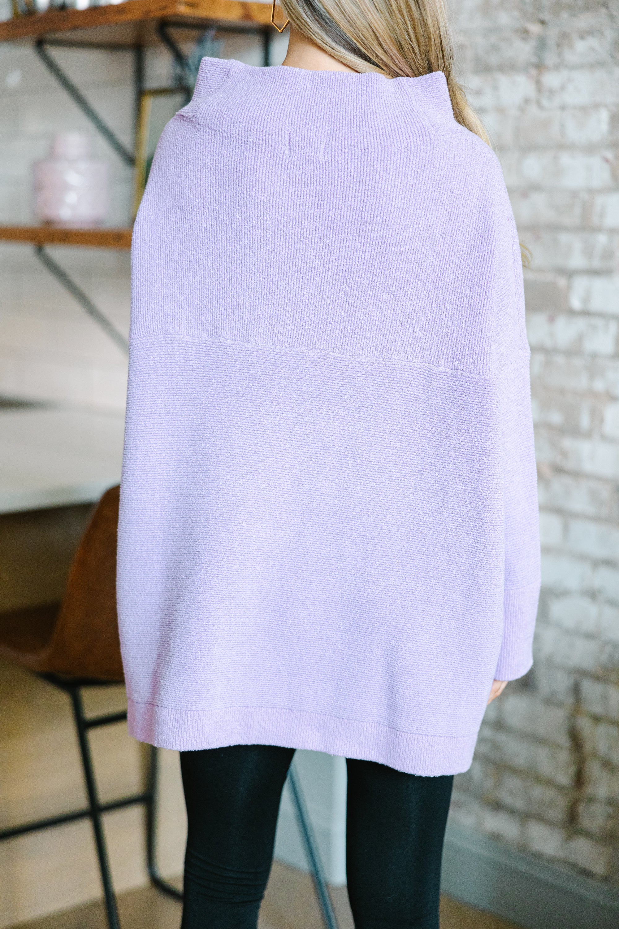 Slouchy Lavender Purple Mock Neck Tunic - Order Now!