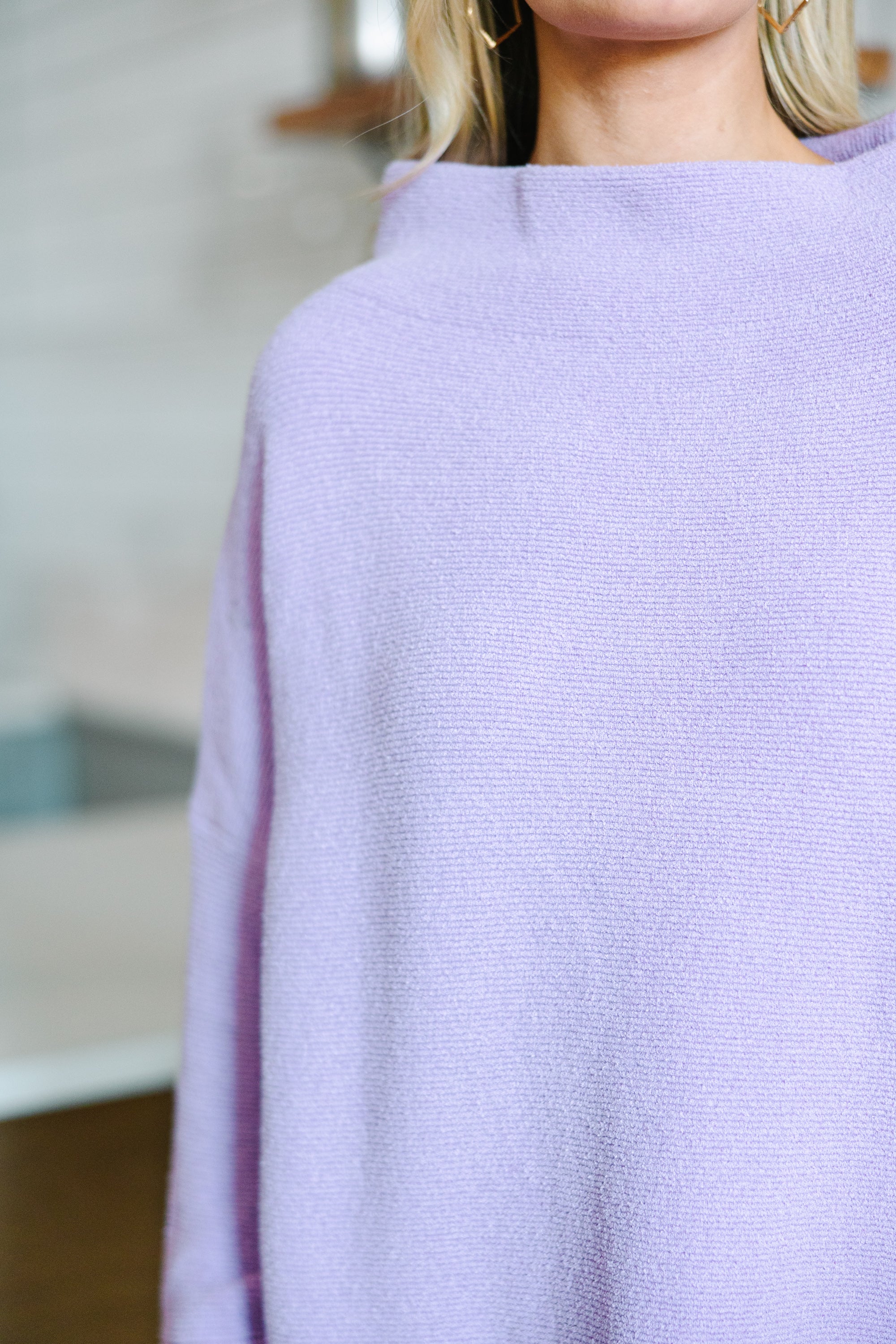 Slouchy Lavender Purple Mock Neck Tunic - Order Now!