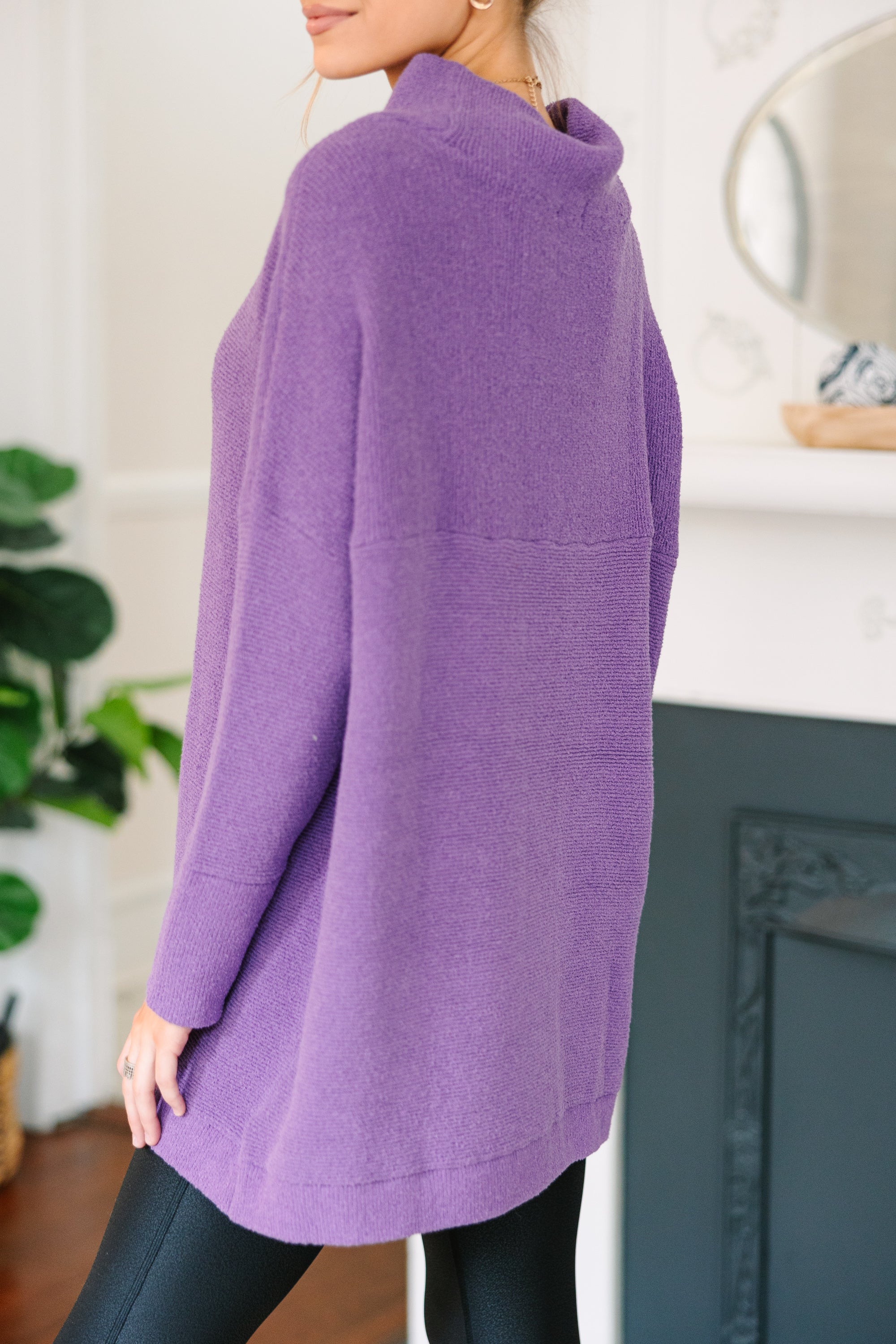 Slouchy Purple Mock Neck Tunic