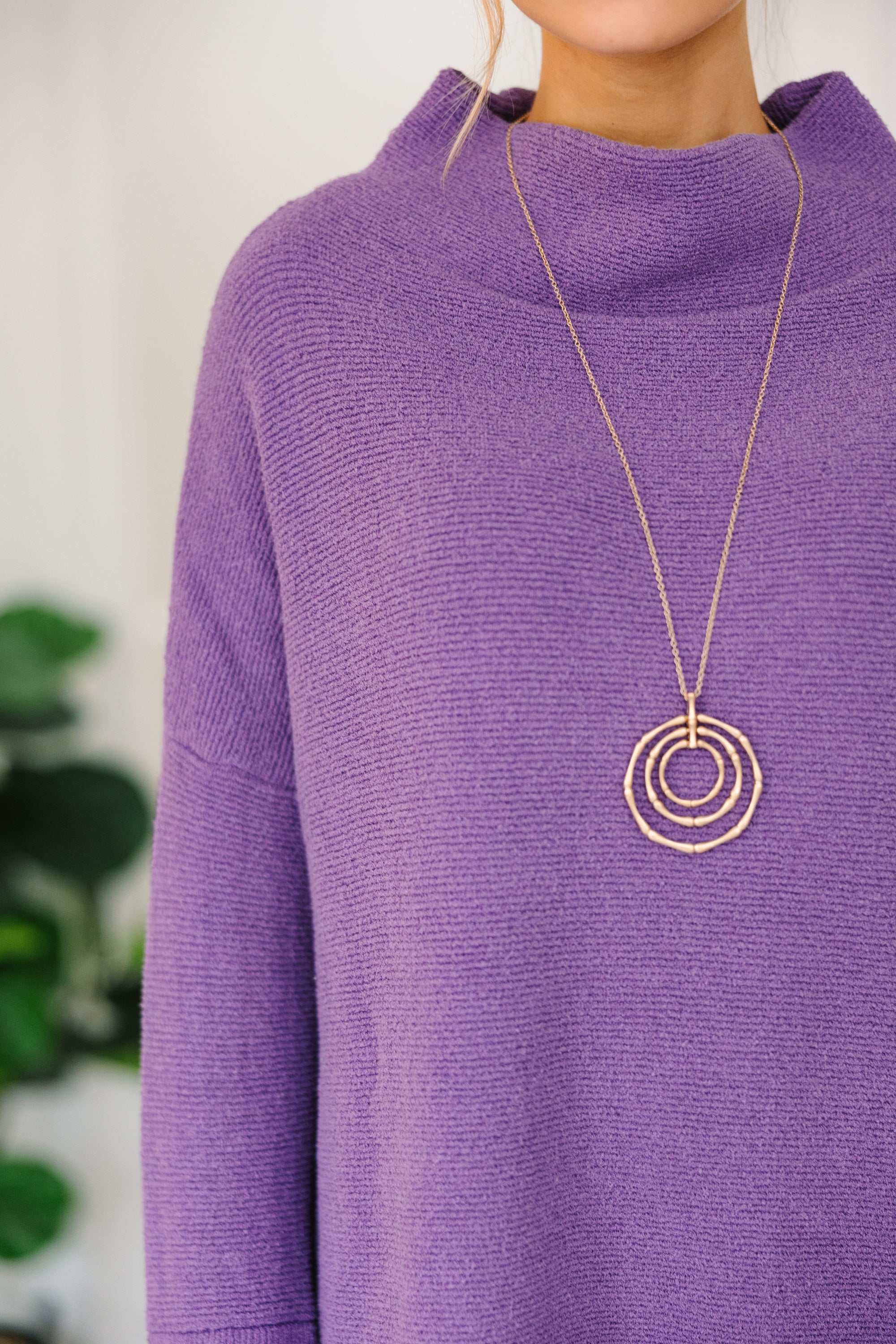 Slouchy Purple Mock Neck Tunic