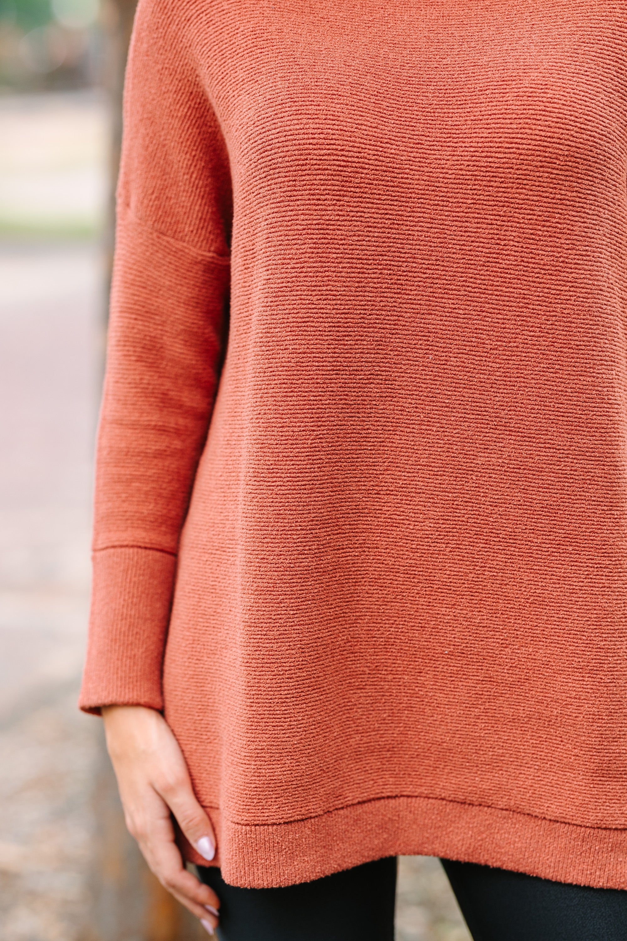 Slouchy Rust Orange Mock Neck Tunic