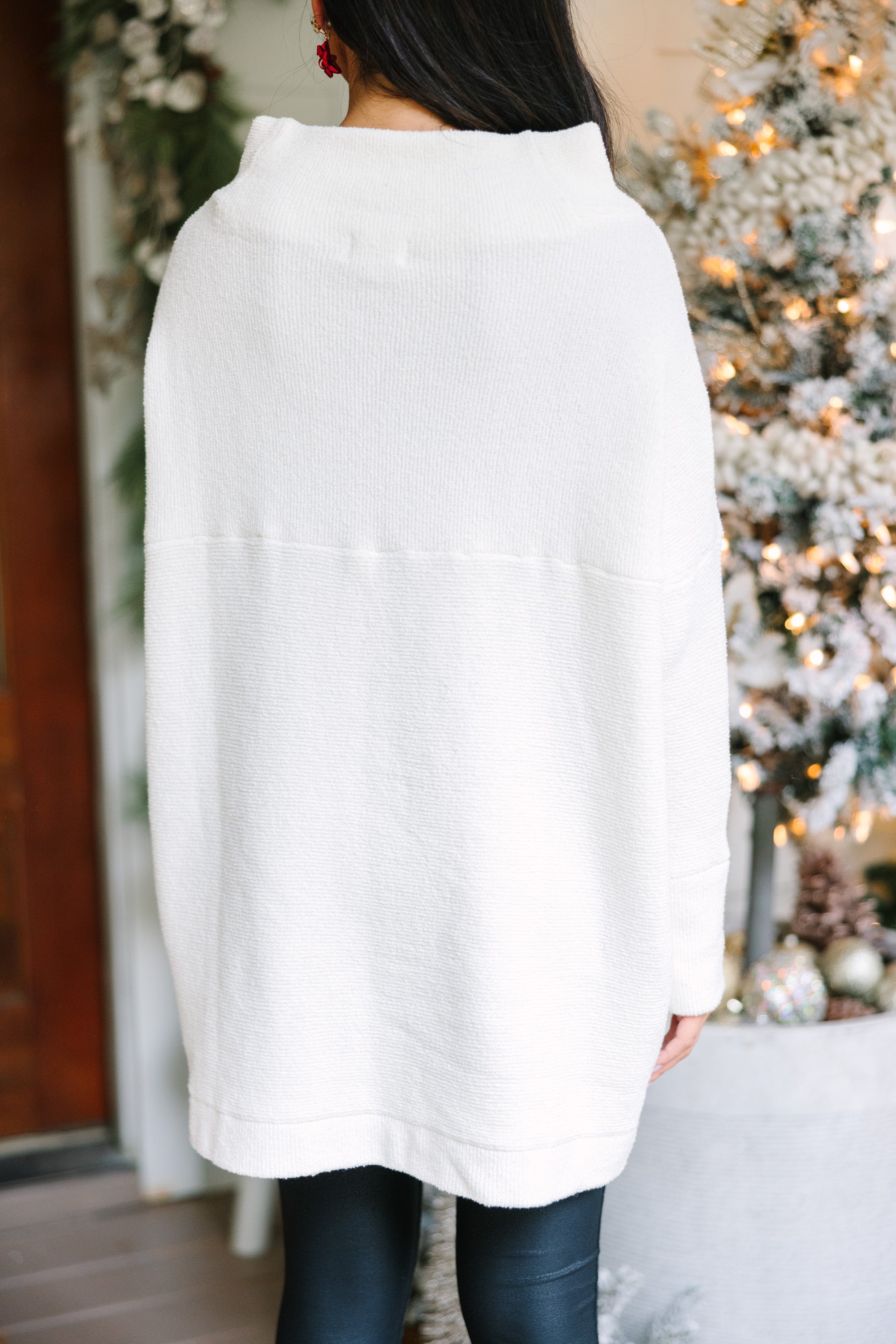 Slouchy White Mock Neck Tunic - Bestseller, Affordable, Comfortable, Stylish