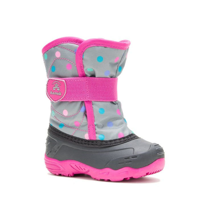 Snowbug6 Toddler Snow Boot - Grey/Pink Dots