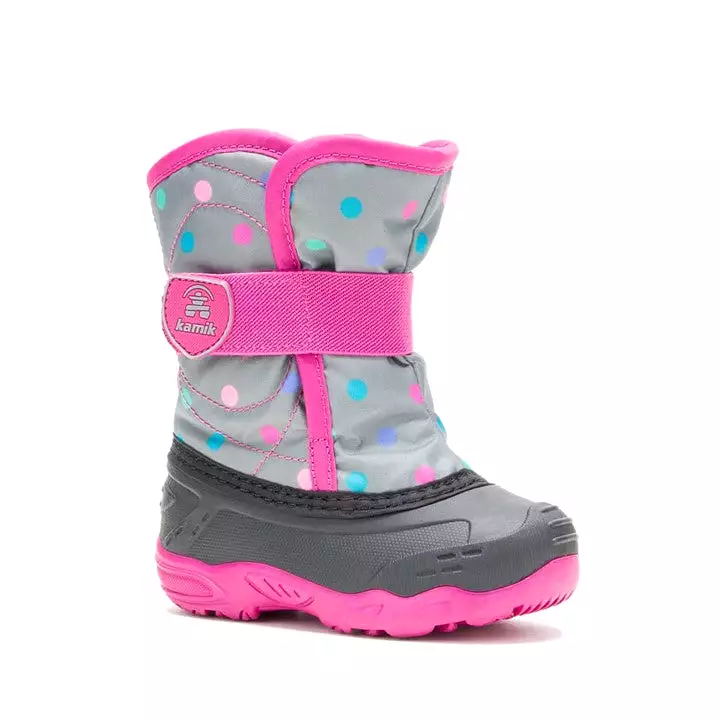 Snowbug6 Toddler Snow Boot - Grey/Pink Dots