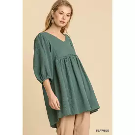 Strappy Linen Tunic Dress with Frayed Trim