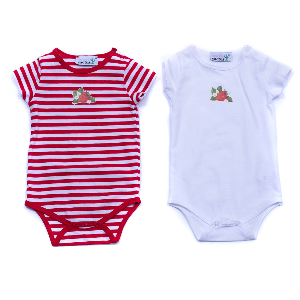 Strawberry Bodysuit Set - 2 Pieces, Red