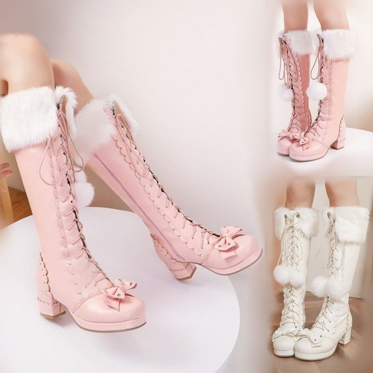 Sweet Bow High Heel Boots with Style and Elegance AD12593