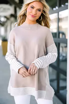 Taupe Brown Striped Tunic