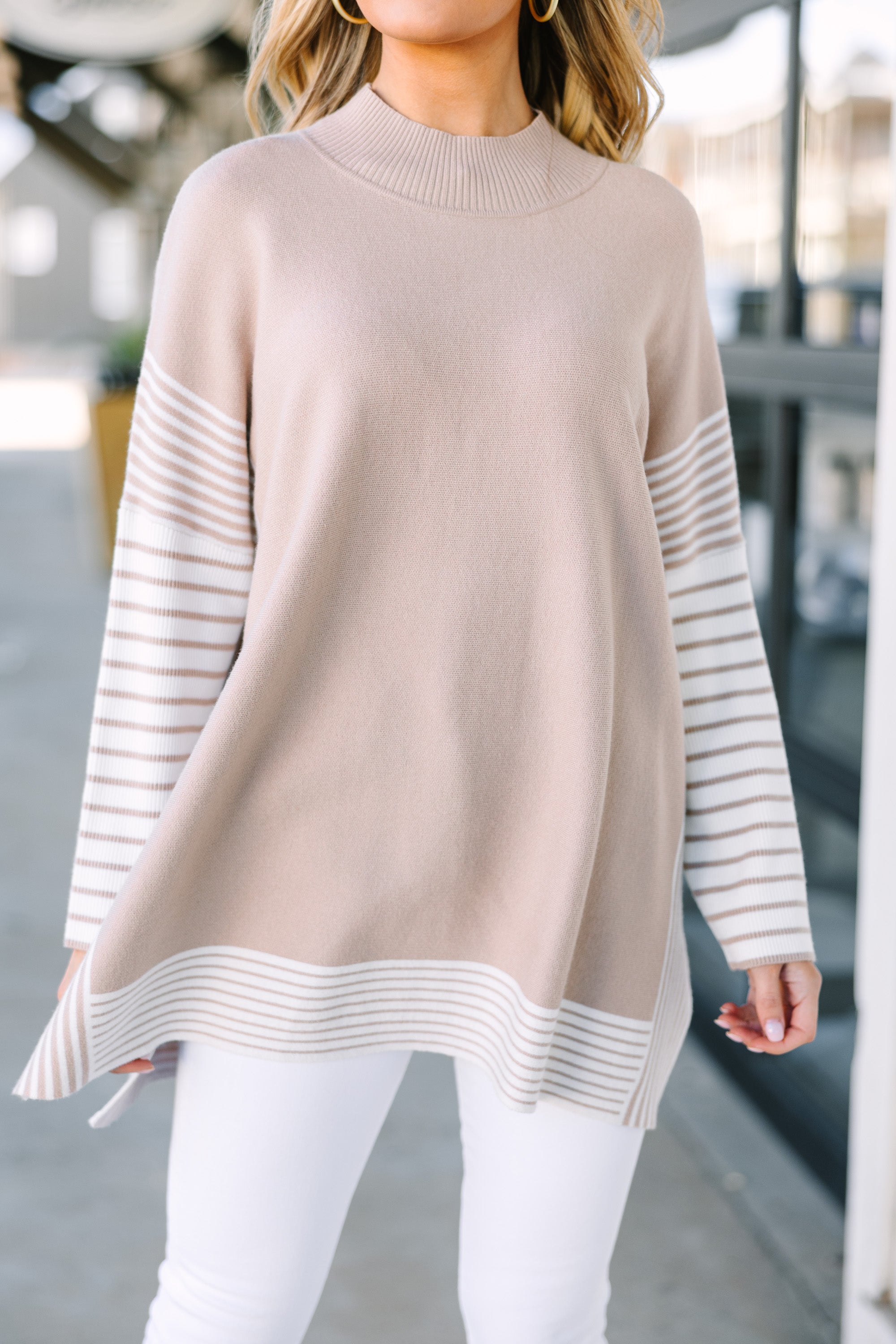 Taupe Brown Striped Tunic