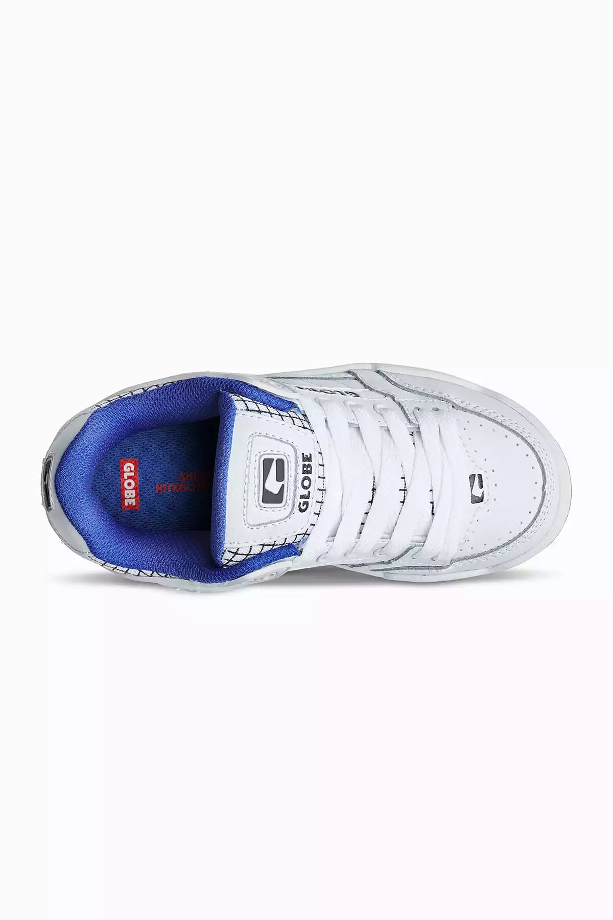 Tilt Kids Skate Shoes - White/Cobalt.