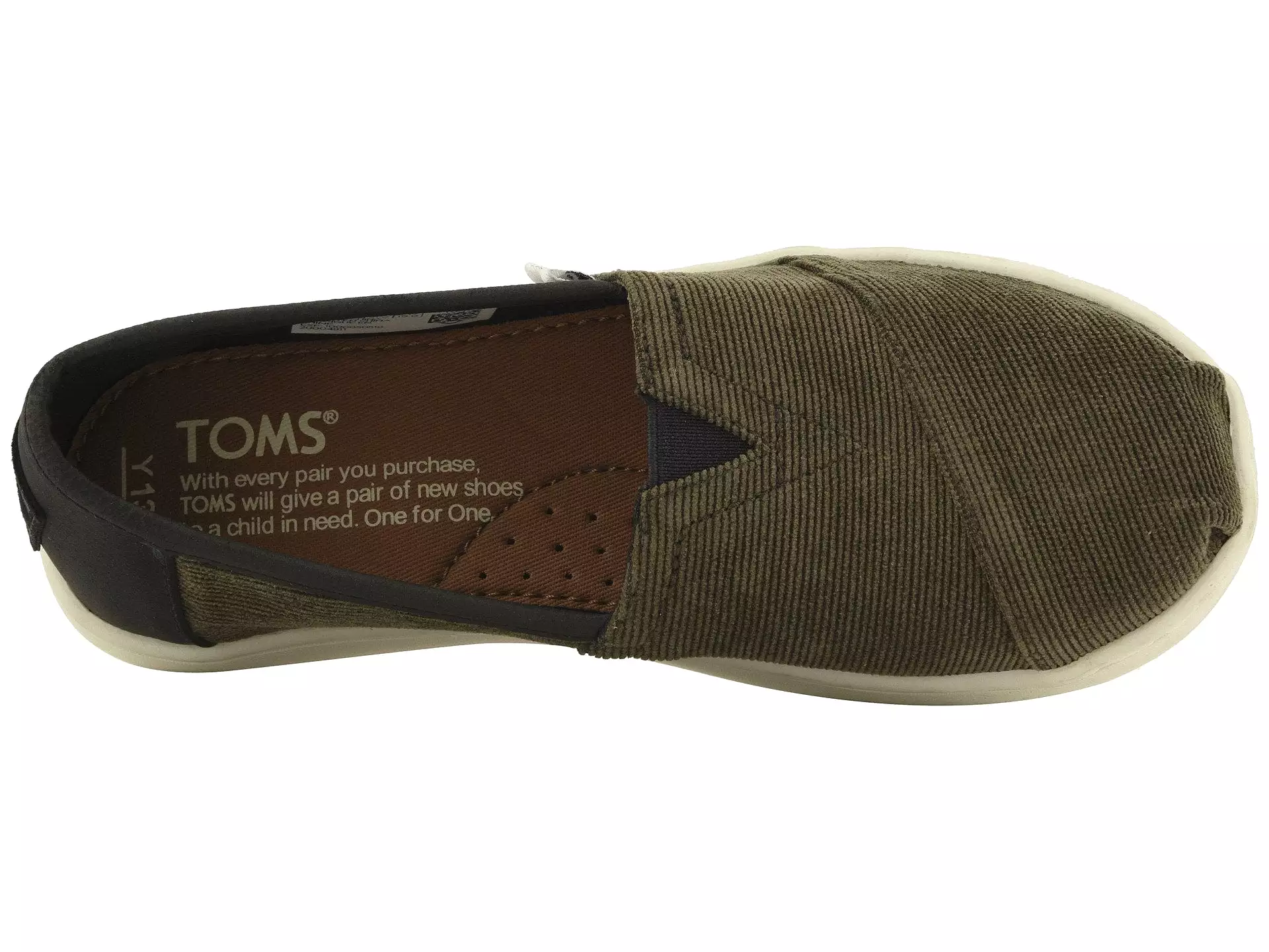 TOMS Micro Corduroy Synthetic Leather Original Youth Tarmac Olive