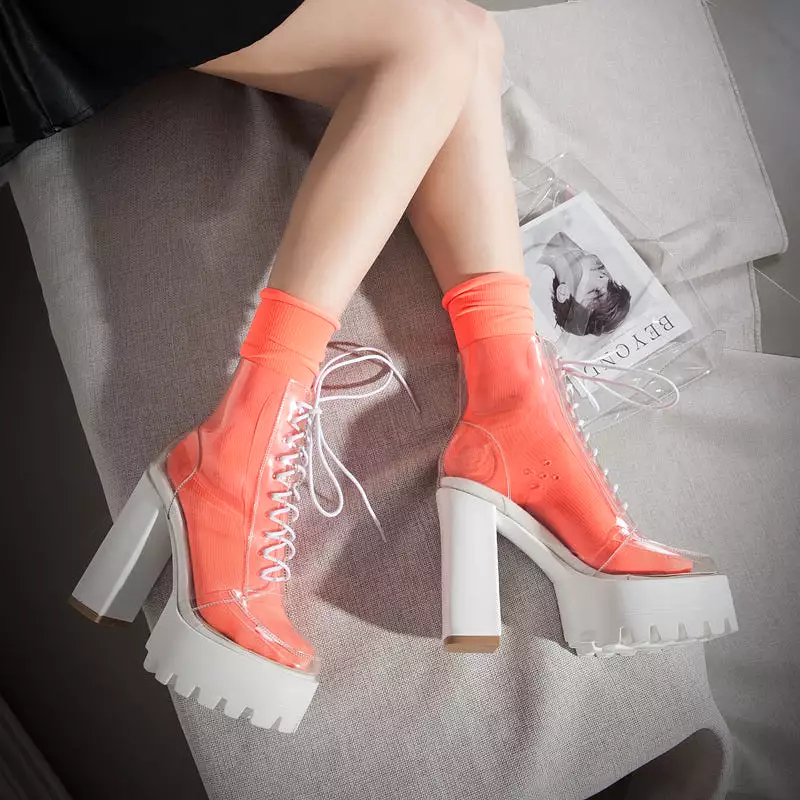 Transparent High-heeled Platform Boots for Sale