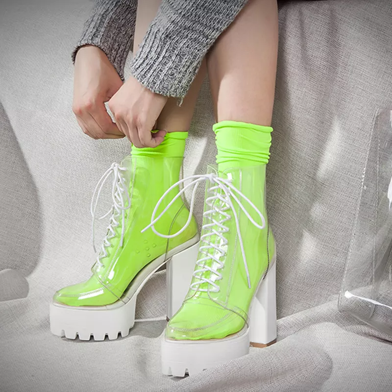 Transparent High-heeled Platform Boots for Sale