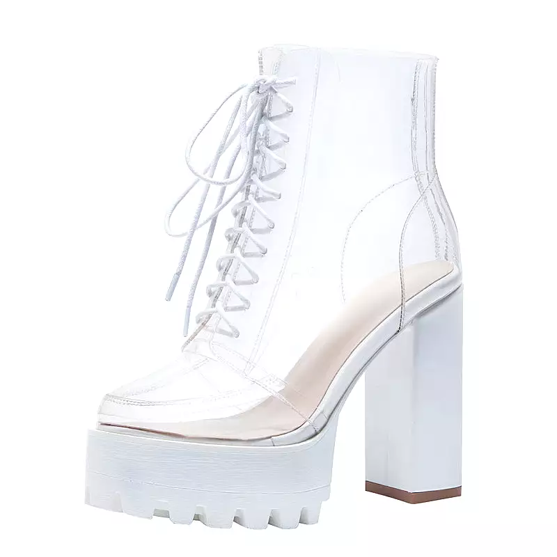 Transparent High-heeled Platform Boots for Sale