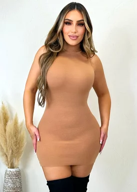 Turtleneck Dress in Khaki - Grace Collection.