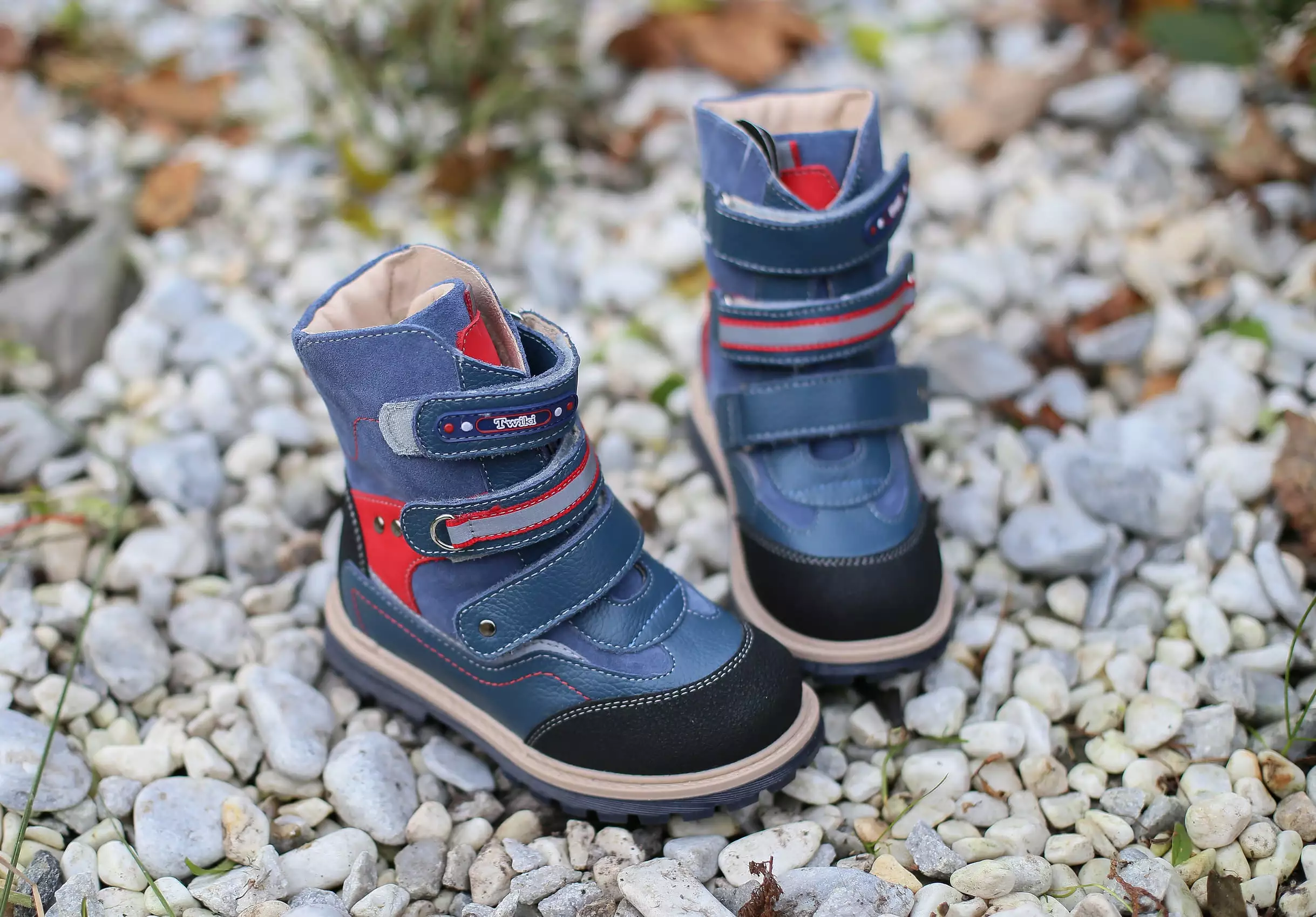 Twiki Orthopedic Boots - Blue/Red - Autumn Winter - Outdoor - Hight Top - Insulated Shoes - Three Fasteners - Baby/Toddler/Kids 