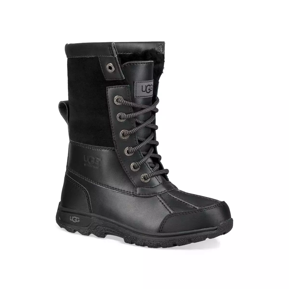 UGG Butte II CWR Waterproof Boot for Boys - Black Leather