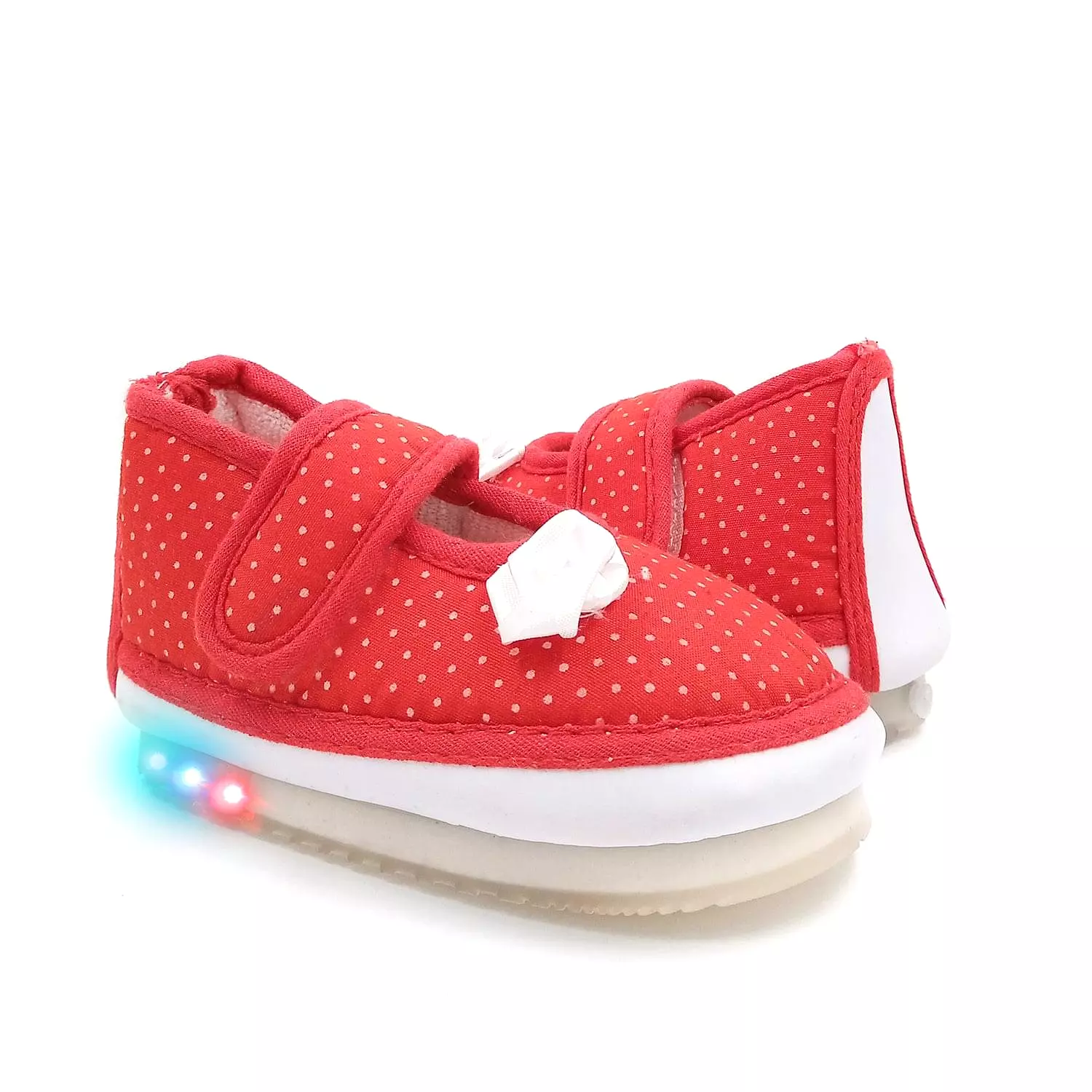 Urbanfeet Kids LED Shoes with Sound and Polka Dot Print for Baby Boys and Girls (12-24 Months)